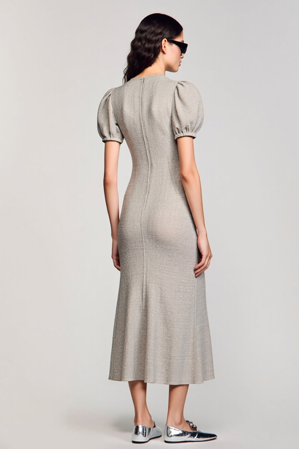 ZAPAKA Women Jersey Wedding Guest Dress V Neck Grey Midi Casual Dress Zapaka CA ZAPAKA Women Jersey Wedding Guest Dress V Neck Grey Midi Casual Dress Zapaka CA