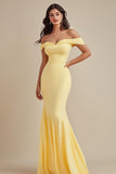 Black Chiffon Off the Shoulder Mermaid Evening Dress