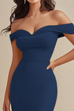 Black Chiffon Off the Shoulder Mermaid Evening Dress