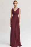 Champagne V Neck Sheath Ruched Evening Dress