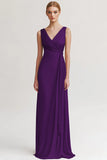 Champagne V Neck Sheath Ruched Evening Dress