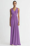 Pink V Neck Sheath Satin Long Evening Dress