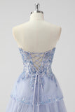Sparkly Sage Green A Line Spaghetti Straps Sequins Corset Tiered Prom Dress with Slit