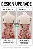 Dusty Rose Sheath Ruched Floral Corset Long Bridesmaid Dress with Side Streamer