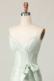 Sage Bodycon Corset Short Cocktail Dress with Bow