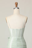Sage Bodycon Corset Short Cocktail Dress with Bow