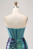 Metallic Green Corset Ruched Bodycon Short Prom Dress