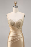 Golden Strapless Corset Bodycon Short Prom Dress