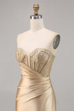 Golden Strapless Corset Bodycon Short Prom Dress