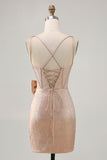 Champagne Satin Short Prom Dress with Bow