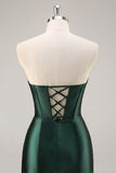 Dark Green Strapless Corset Bodycon Cocktail Dress