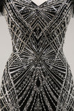 Off the Shoulder Beaded Mermaid Black Prom Dress