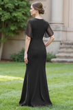 Sheath Navy Chiffon Round Neck Ruched Long Choir Dress with Sash