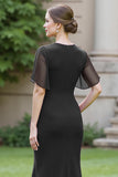 Sheath Navy Chiffon Round Neck Ruched Long Choir Dress with Sash