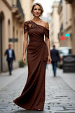 ZAPAKA Women Brown Mother of the Bride Dress with Appliques Asymmetrical Mermaid Formal Dress