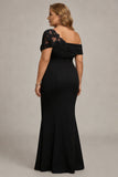 Mermaid Black Asymmetrical Mother of the Bride Dress with Appliques