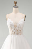 A Line Spaghetti Straps Tulle Little White Dress