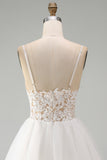 A Line Spaghetti Straps Tulle Little White Dress