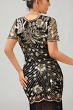 Black Gatsby Sequins 1920s Dress With Fringes