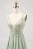 Green A-line Tulle Backless Beaded Short Prom Dress with Sequins
