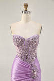 Sparkly Grey Green Bodycon Strapless Short Prom Dress with Lace Up Back