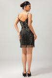 Black Golden Sequin Bodycon Short 1920s Dress