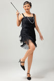 Black Sequin Gatsby Bodycon Short 1920s Dress with Fringes