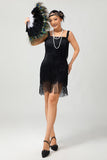 Black Sequin Gatsby Bodycon Short 1920s Dress with Fringes