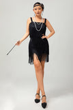 Black Sequin Gatsby Bodycon Short 1920s Dress with Fringes