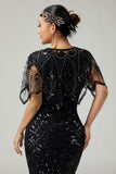 1902s Black Sequin Beaded Women Cape