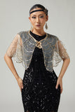 1920s Sequin Black Golden Women Cape