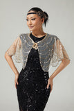 1920s Sequin Black Golden Women Cape