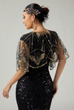 Beaded Black Sequin 1920s Women Cape