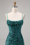 Corset Grey Blue Bodycon Sequin Cocktail Dress