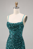 Corset Grey Blue Bodycon Sequin Cocktail Dress
