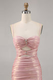 Blush Cut Out Ruched Tight Cocktail Dress