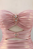 Blush Cut Out Ruched Tight Cocktail Dress