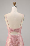 Blush Cut Out Ruched Tight Cocktail Dress