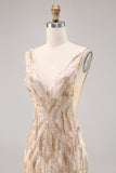 Beaded Champagne Bodycon Cocktail Dress with Sequins