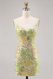 Green Sequin Backless Bodycon Cocktail Dress