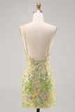 Green Sequin Backless Bodycon Cocktail Dress