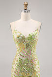 Green Sequin Backless Bodycon Cocktail Dress