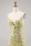 Green Sequin Backless Bodycon Cocktail Dress
