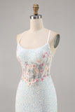 Sparkly White Bodycon Corset Cocktail Dress with Appliques