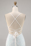 Sparkly White Bodycon Corset Cocktail Dress with Appliques