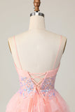 Pink Corset Sequin A Line Cocktail Dress