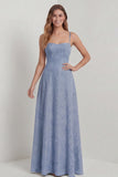 Sage Green Lace Corset A Line Long Bridesmaid Dress
