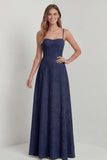 Sage Green Lace Corset A Line Long Bridesmaid Dress