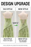 Floral Strapless Printed Sage Green Bridesmaid Dress with Slit