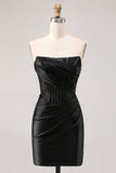 Corset Strapless Bodycon Lace Black Cocktail Dress